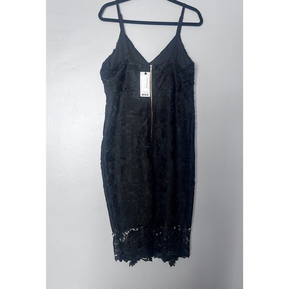 Boohoo Black Lace Bodycon Midi Dress Women’s Size 12 US NWT Cocktail Wedding - Picture 4 of 9